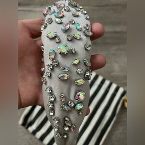 Lele Sadoughi AB Iridescent Crystal Headband Nude Ivory